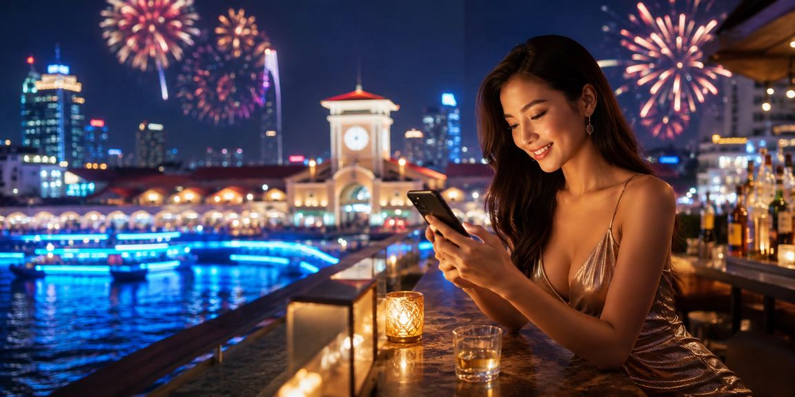Nhóm người dùng tại TP.HCM tụ tập xem bóng đá và kiểm tra kèo cược trên điện thoại trong không khí lễ hội